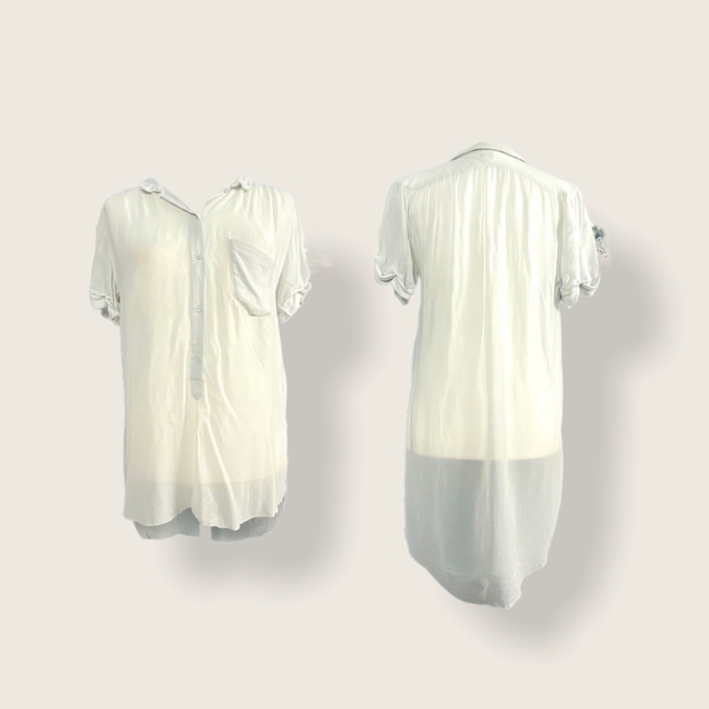 Aritzia Wilfred 100% Silk Light Blue Sheer Blouse